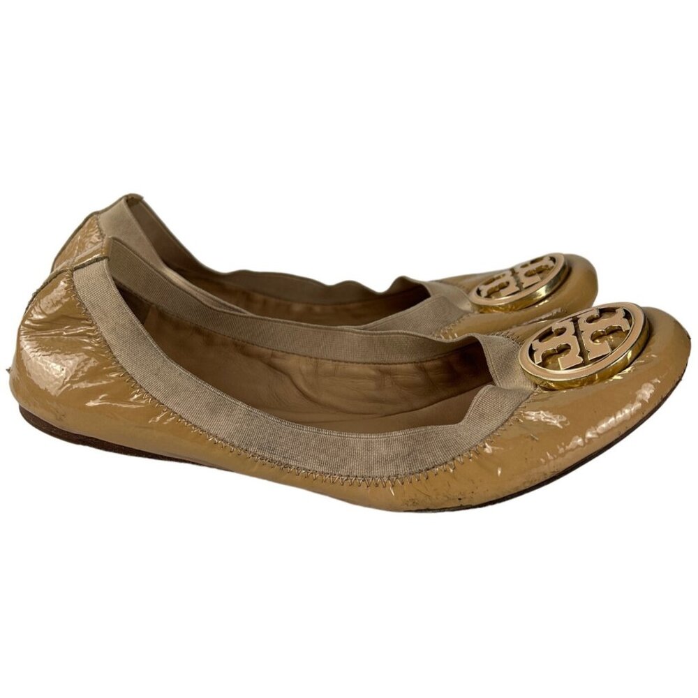 Tory Burch Tan Leather Reva Flats Size 8.5M